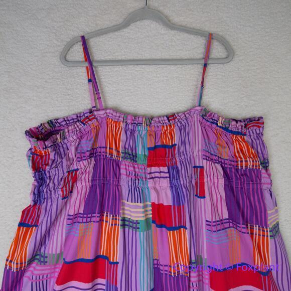 Eloqui Shift Dress Smocked Bodice Empire Gathered Color Block Midi plus size 20‎ - Picture 4 of 14